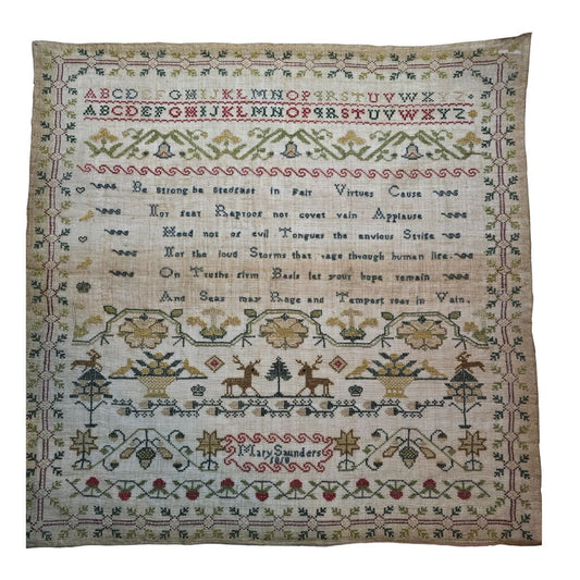 English Sampler by Mary Saunders 1818