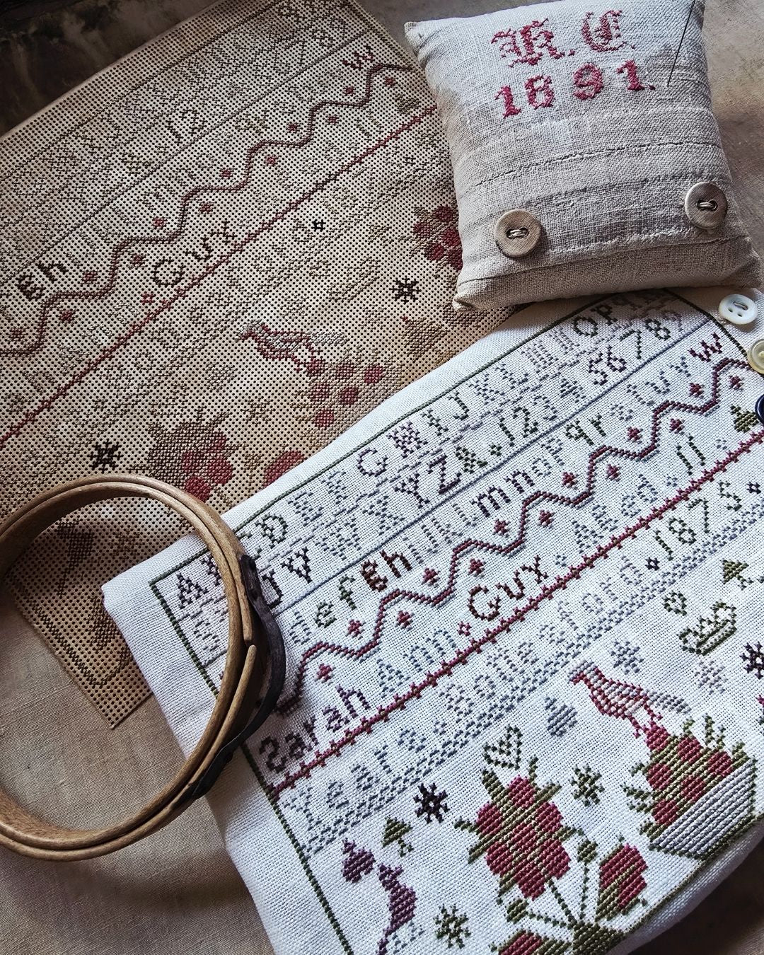 Sarah Guy 1875 Sampler – Cross Stitch PDF (Miniature Reproduction)