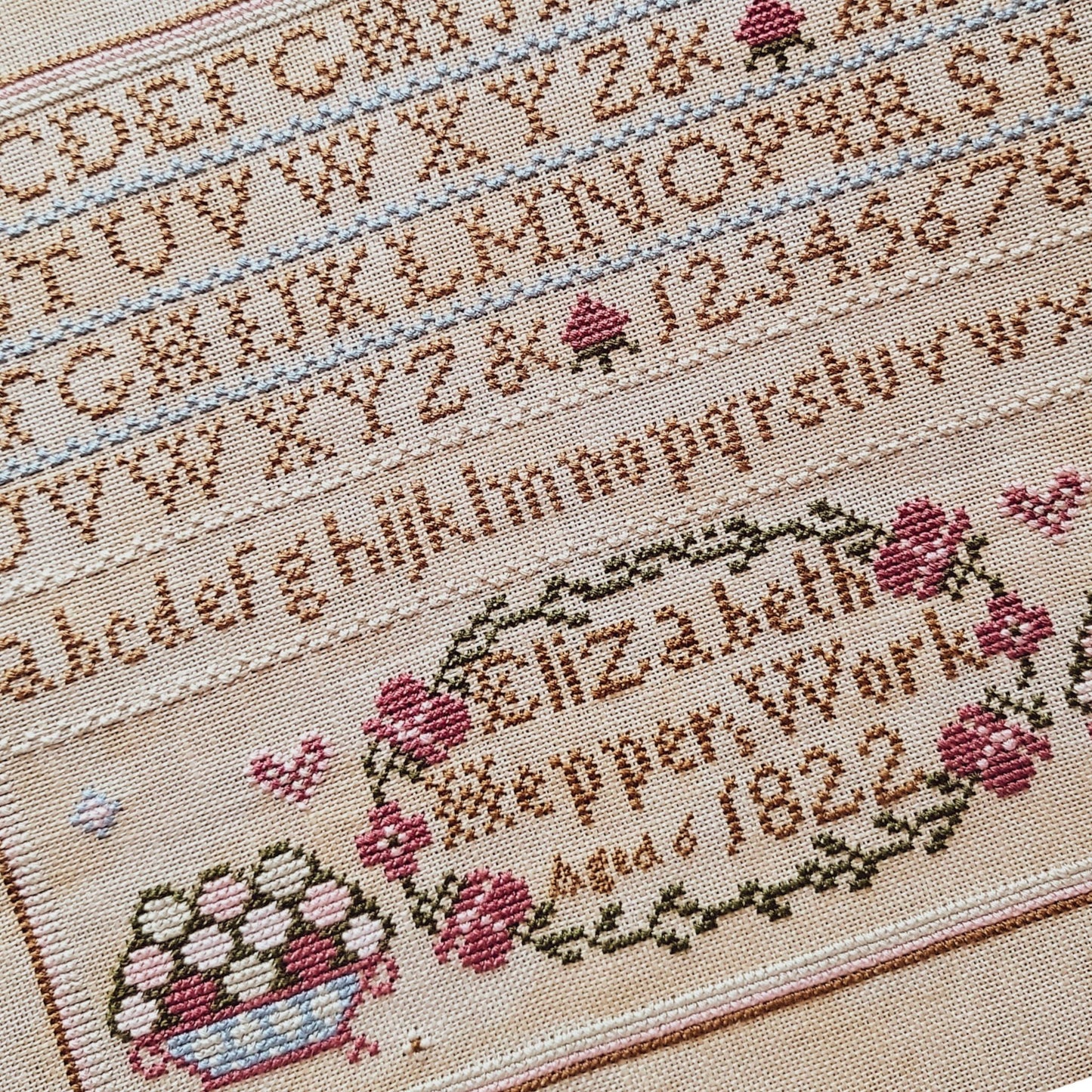 Elizabeth Hepper Sampler 1822 Pattern