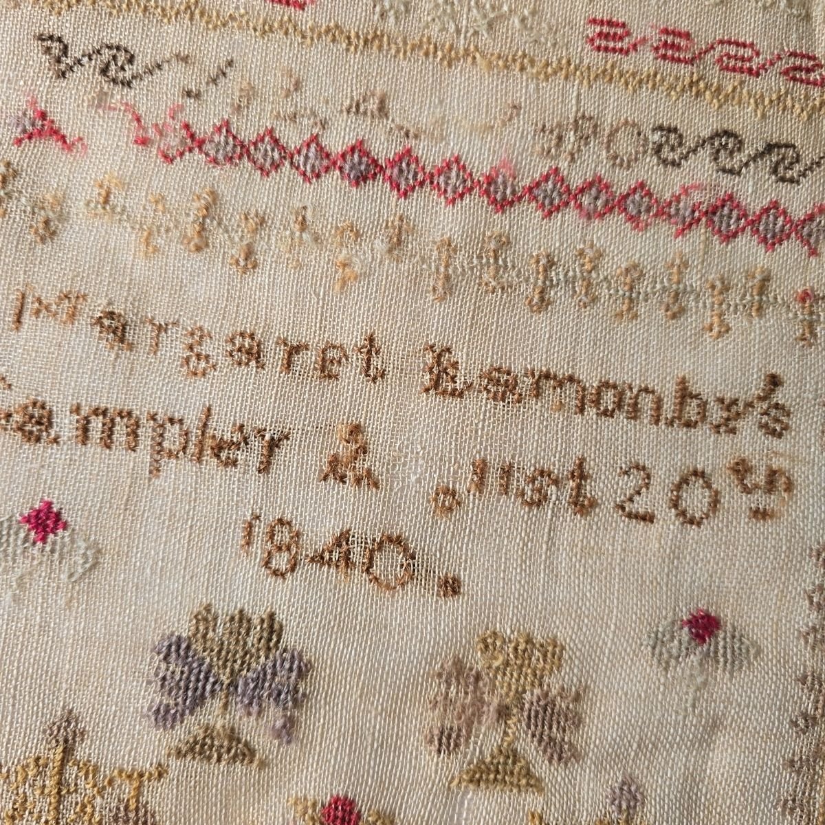 Antique Sampler By Margaret Lamonby