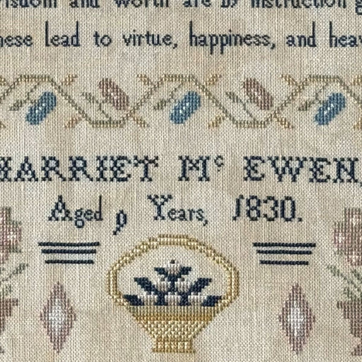 Harriet Mc Ewen Sampler Pattern 1830 Printed Version