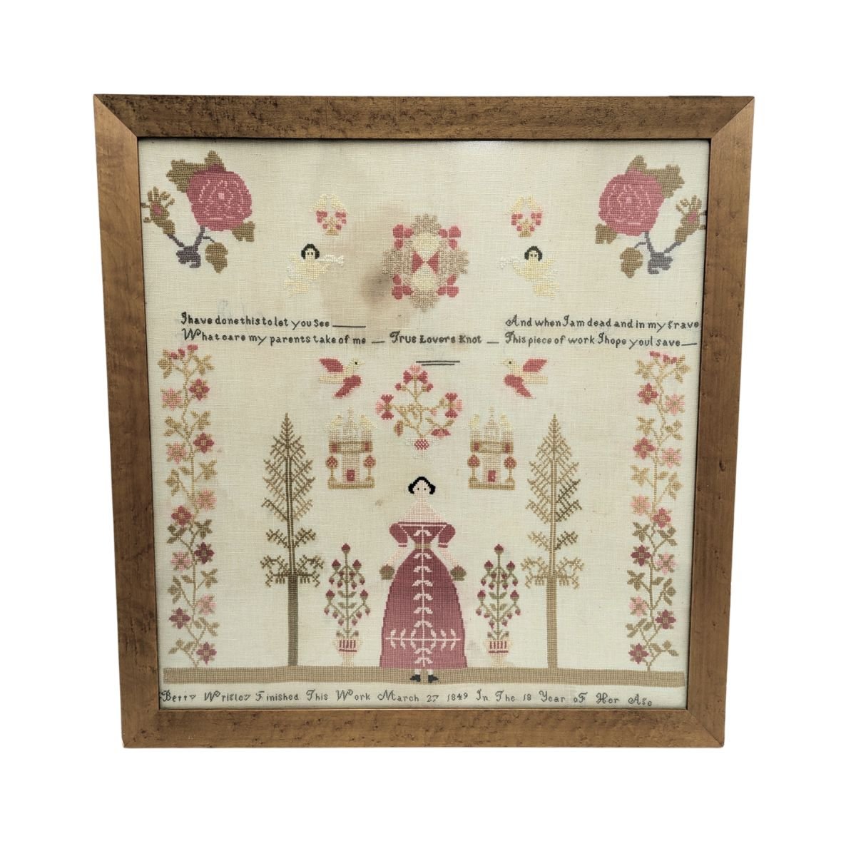 Betty Wrigley 1849, True Lovers Knot Sampler Paper Chart