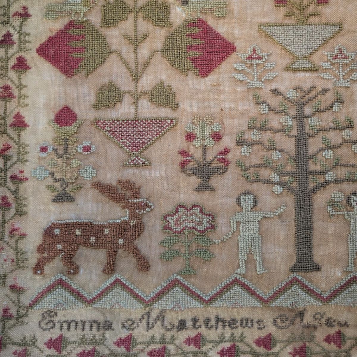 Emma Matthews 1855 Cross Stitch Sampler Pattern - Welsh Floral PDF
