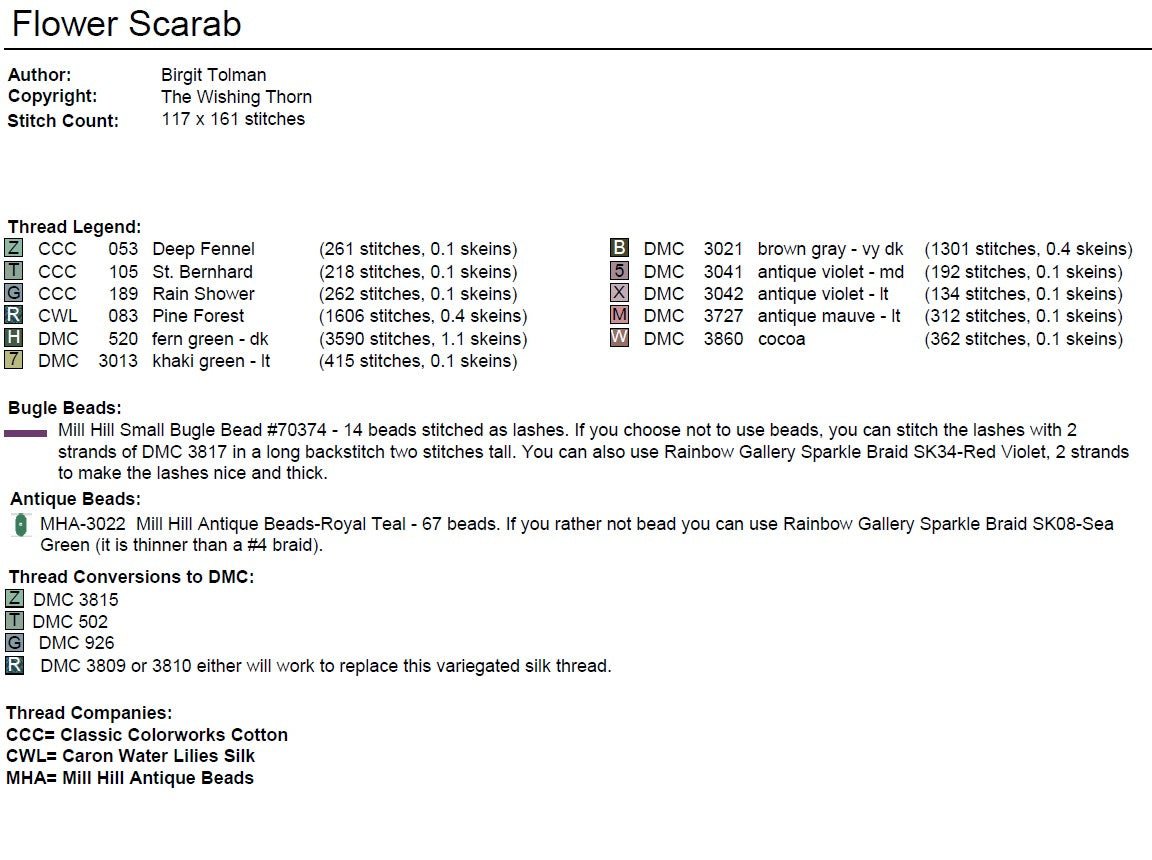 Flower Scarab PDF Pattern