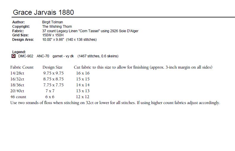 Grace Jarvis 1880 Sampler PDF