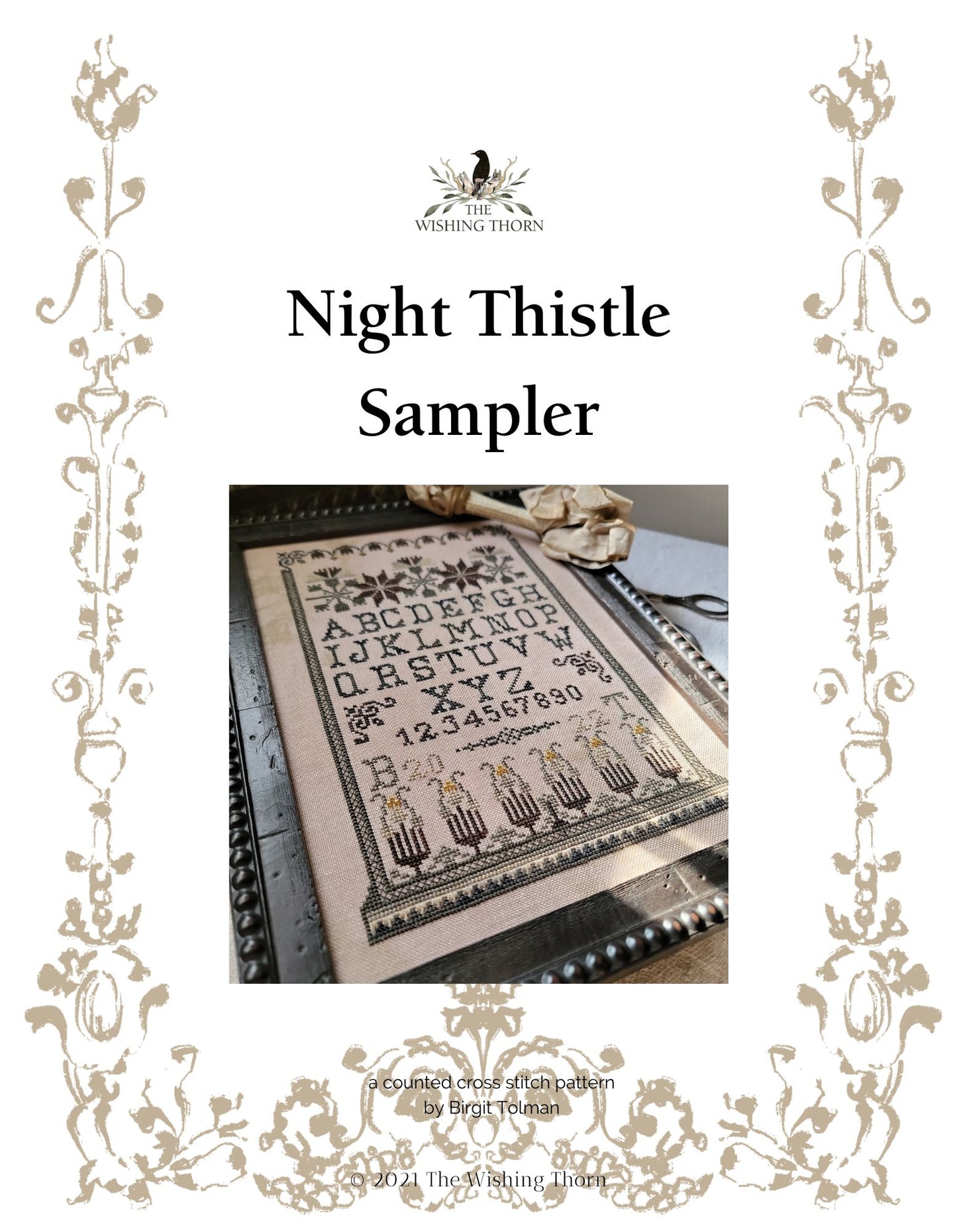 Night Thistle Sampler Pattern Printed Version