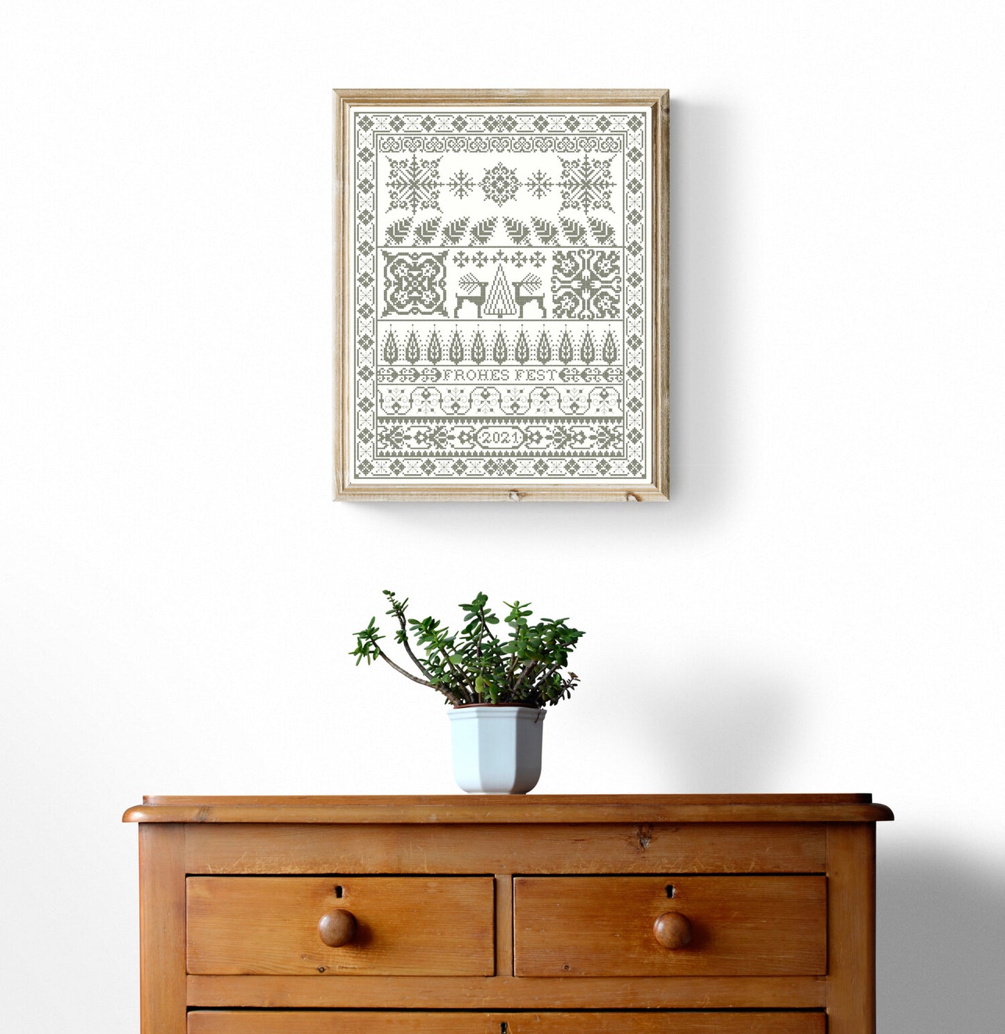 Frohes Fest German Holiday Sampler Pattern PDF