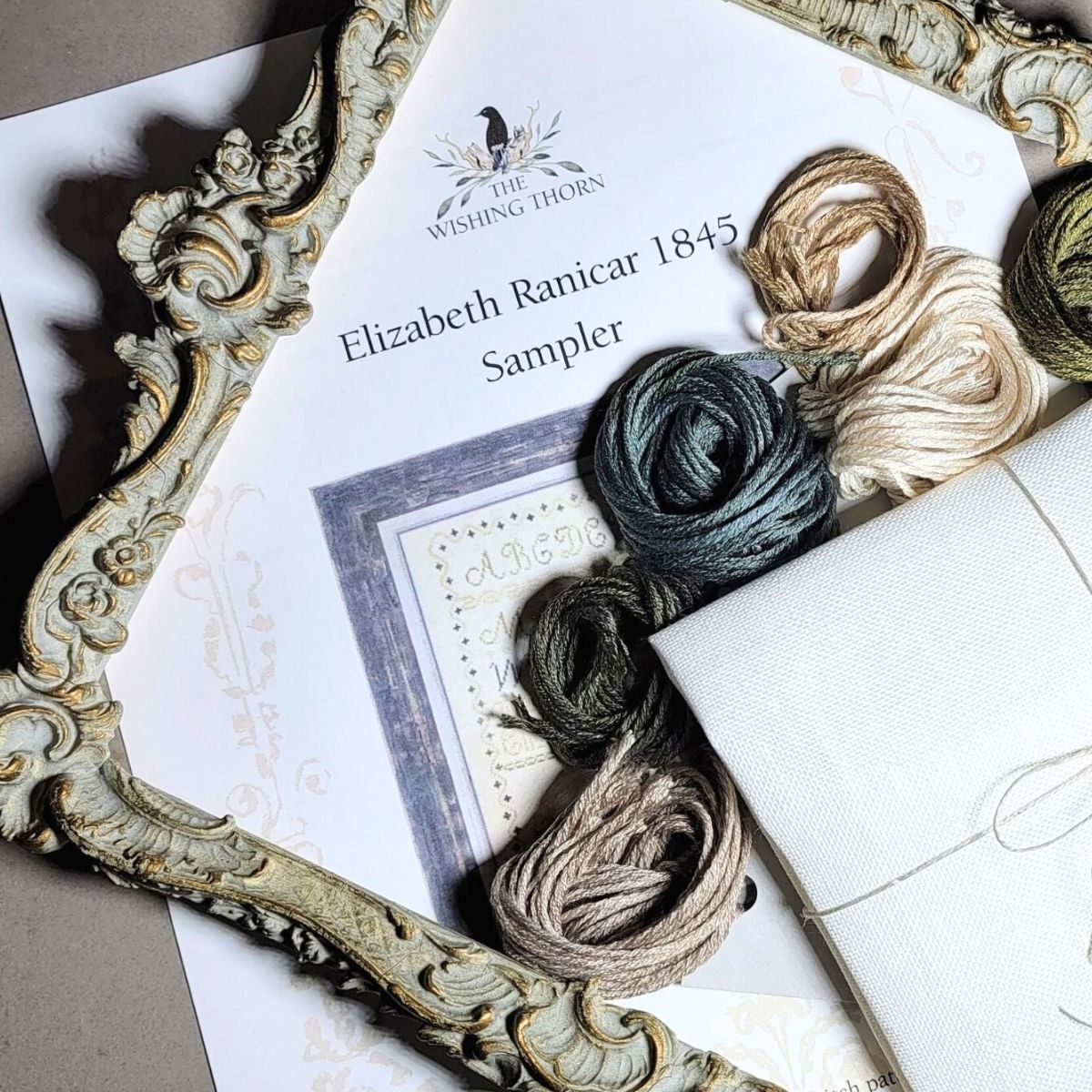 Elizabeth Ranicar 1845 Sampler Kit with Silk Threads
