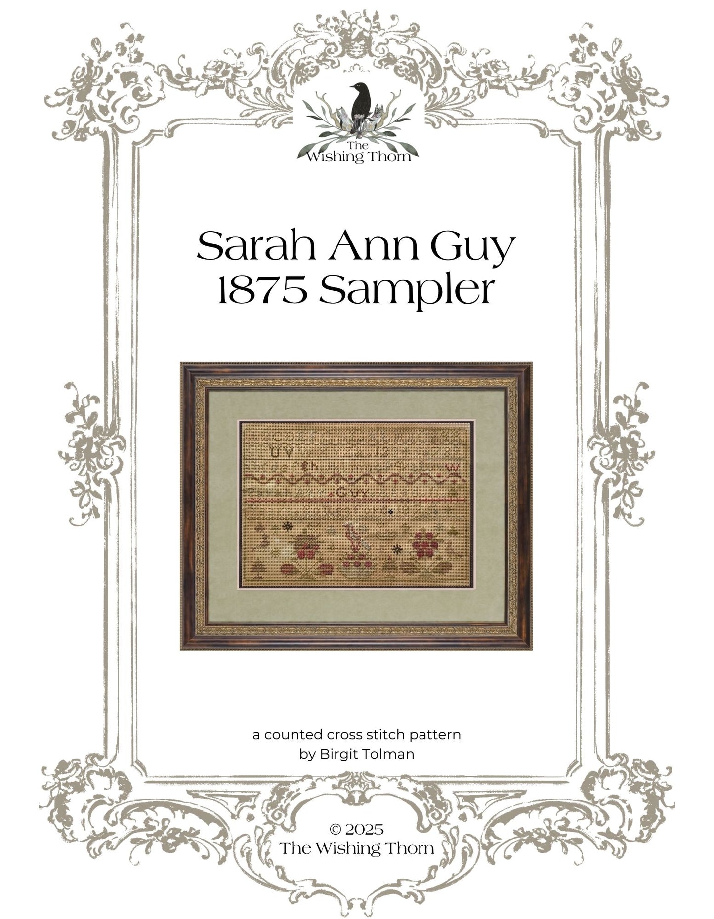 Sarah Guy 1875 Sampler – Cross Stitch Pattern (Miniature Reproduction)