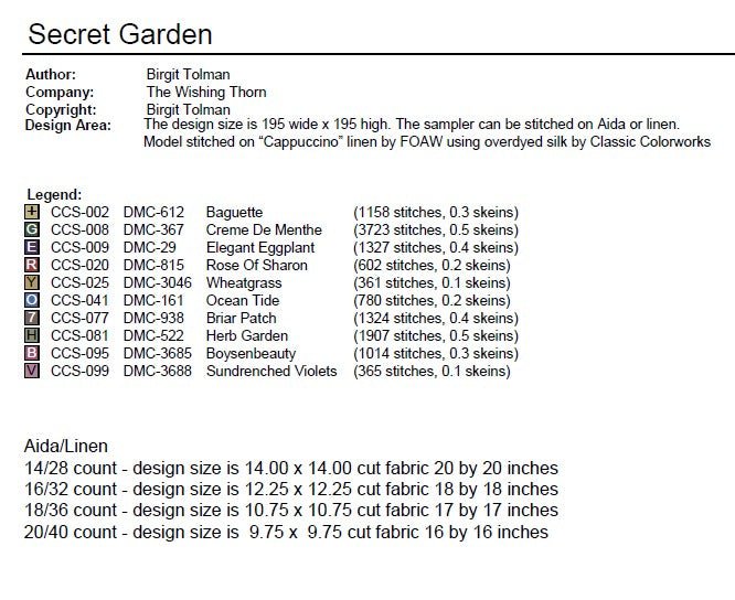 Secret Garden Sampler PDF – Original Cross Stitch Design