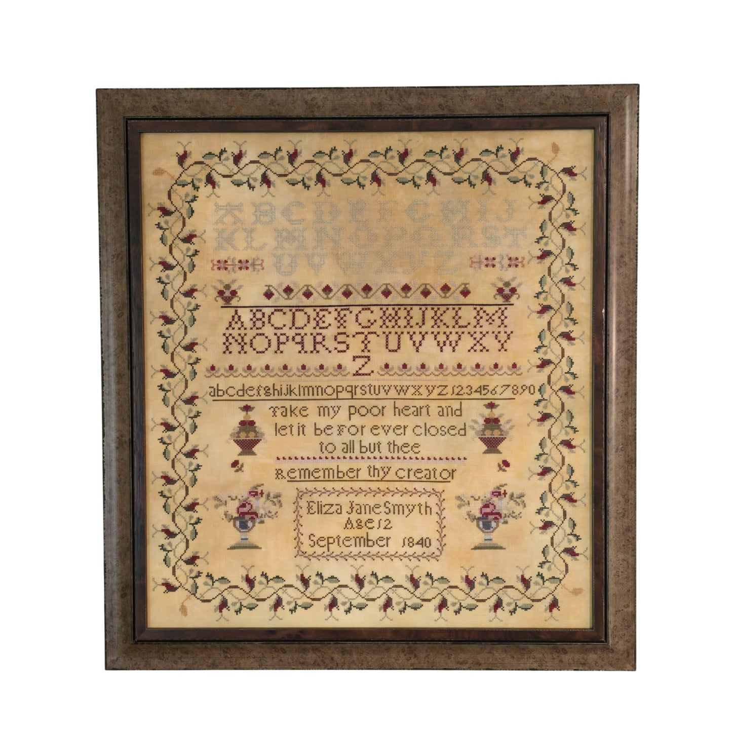 Eliza Jane Smyth 1840 Sampler Pattern