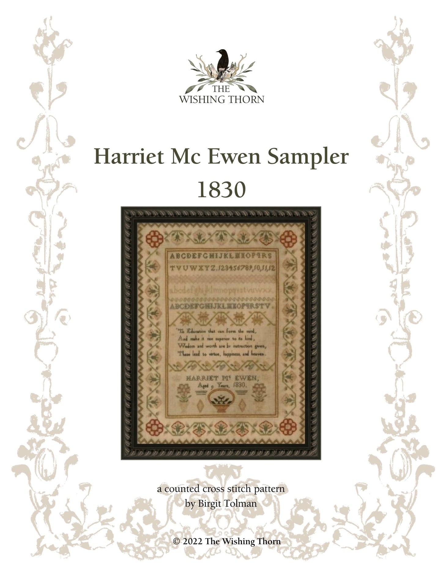 Harriet Mc Ewen Sampler Pattern 1830 Printed Version