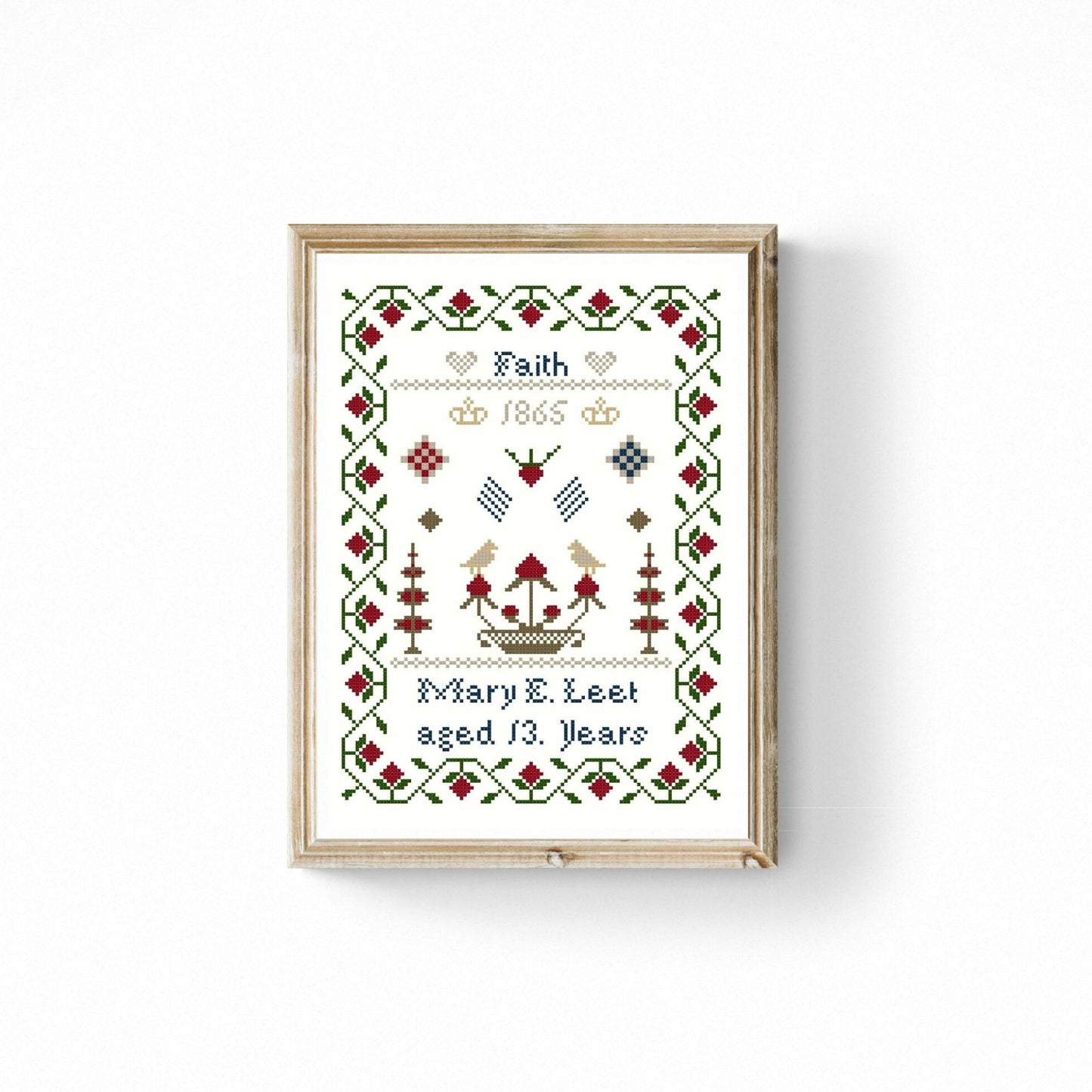 Mary Leet Miniature Sampler 1865 Printed Version
