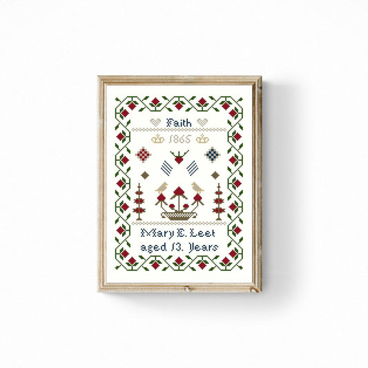 Mary Leet 1865 Miniature Sampler Pattern PDF