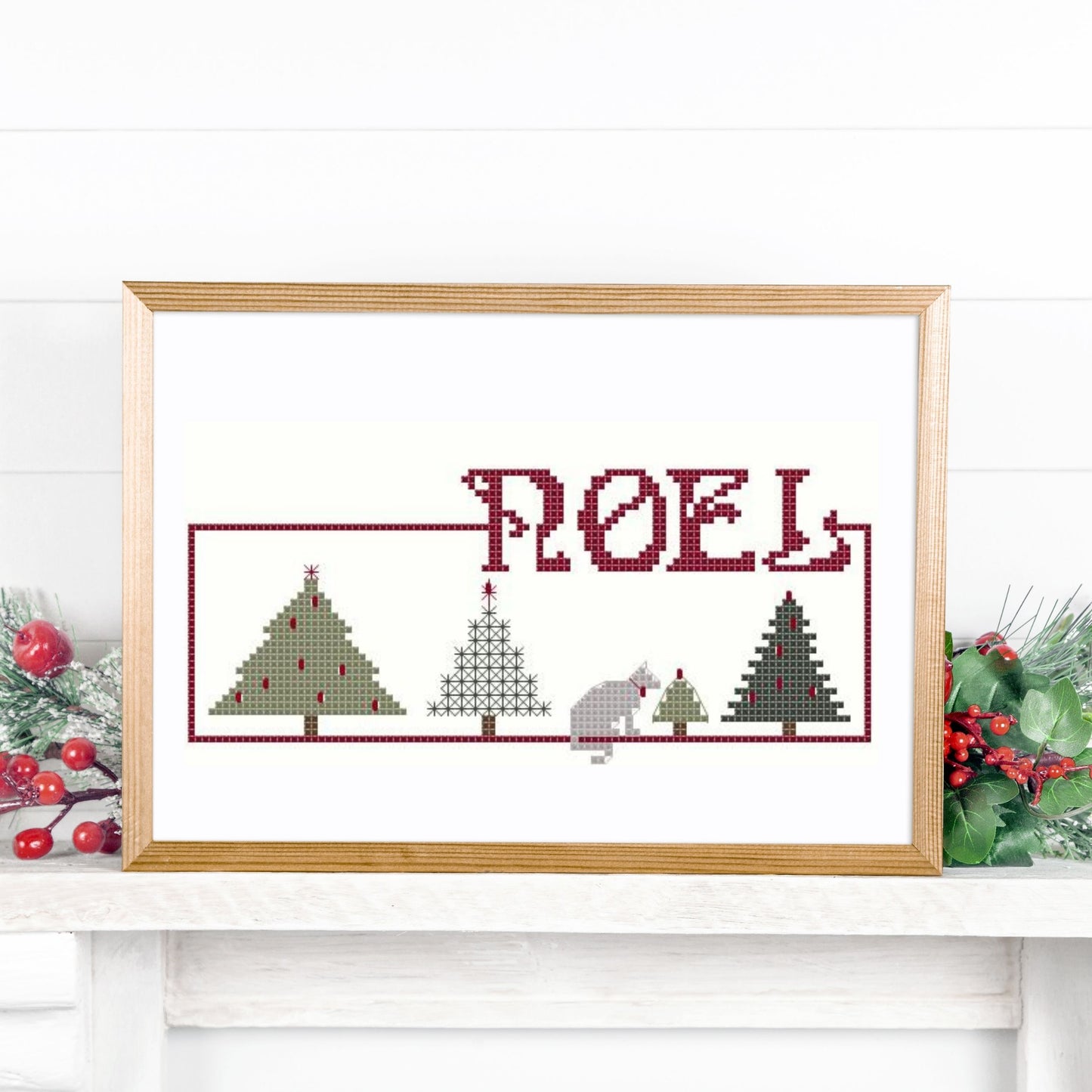 Framed Noel cross stitch