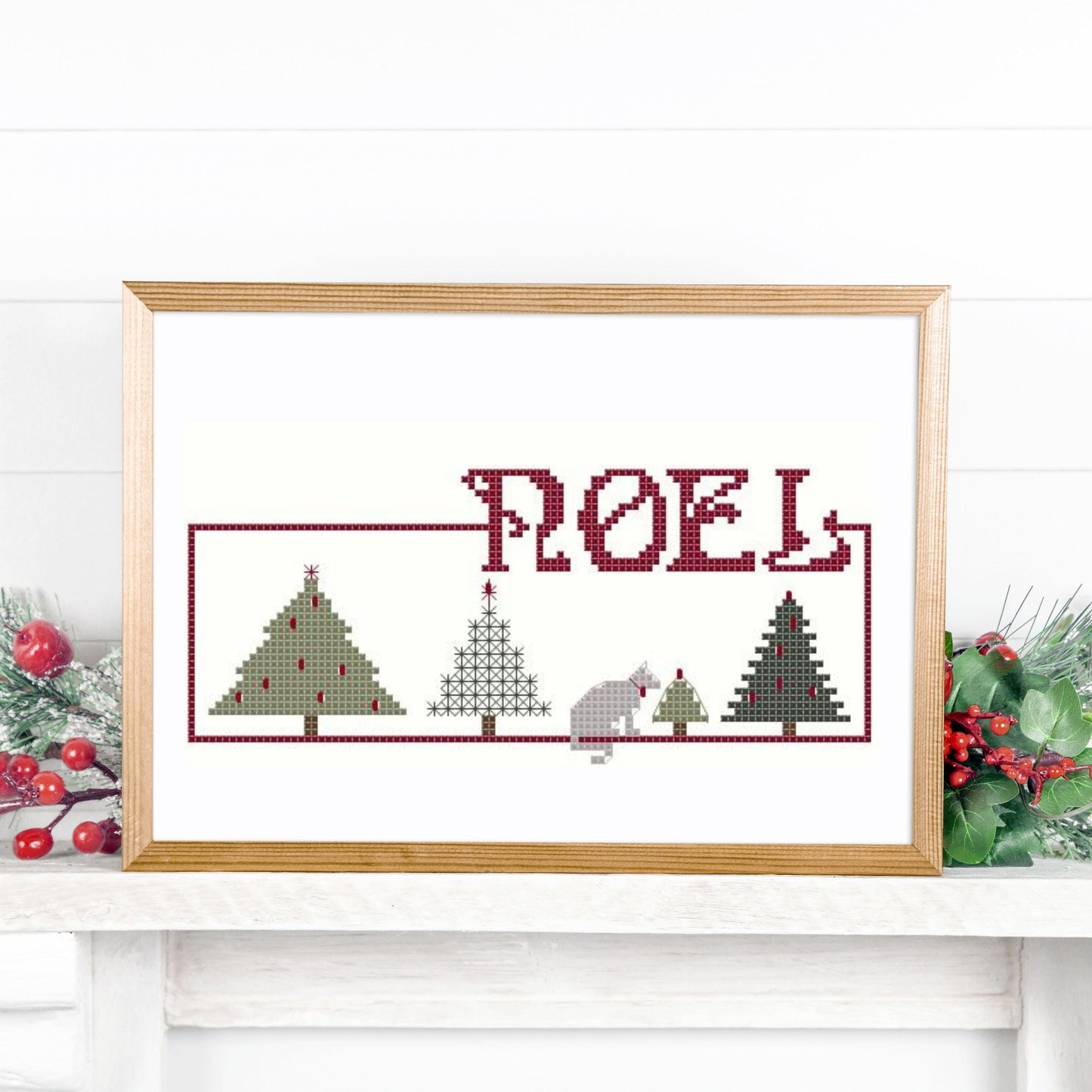 Framed Noel cross stitch