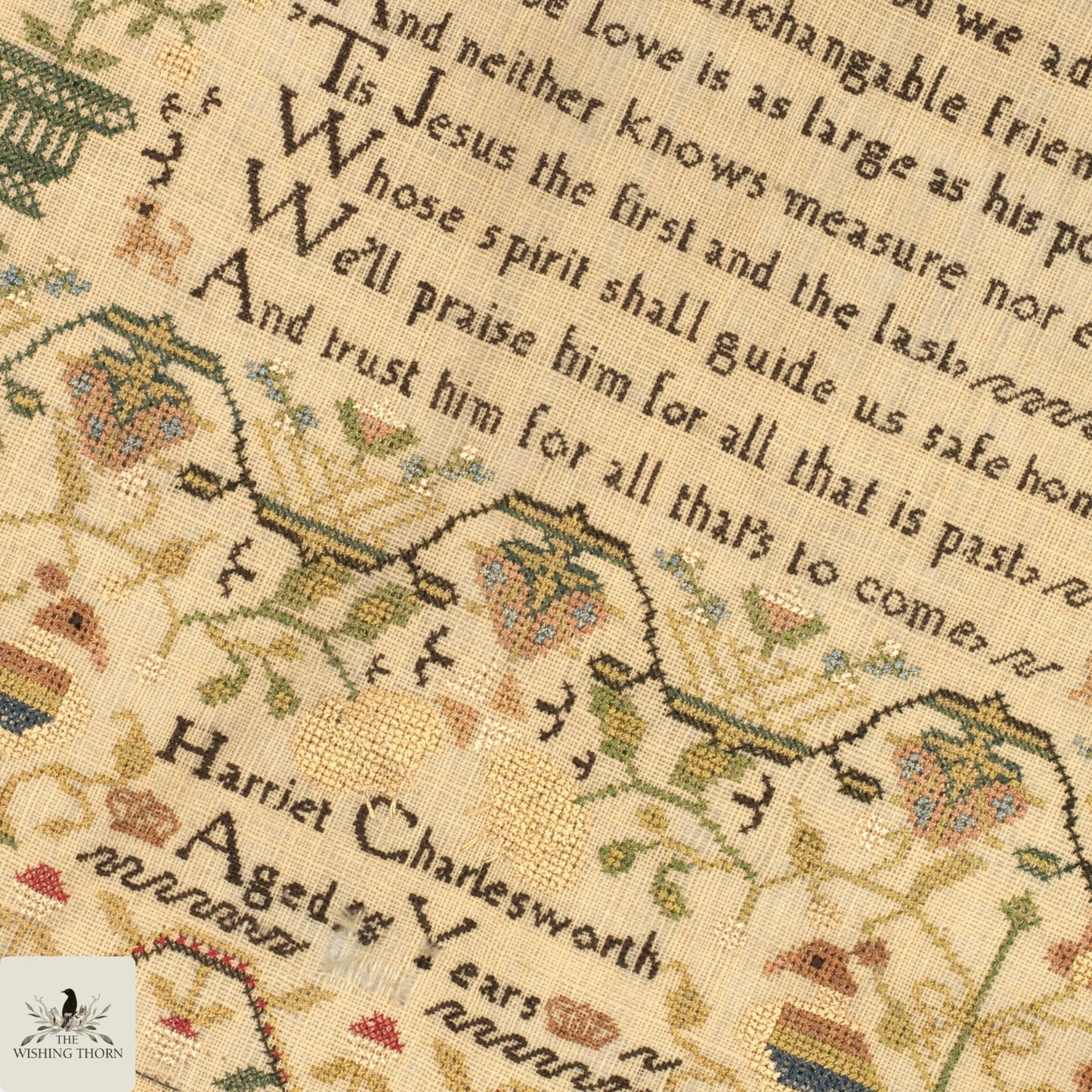 Harriet Charlesworth Sampler 1822 by The Wishing Thorn
