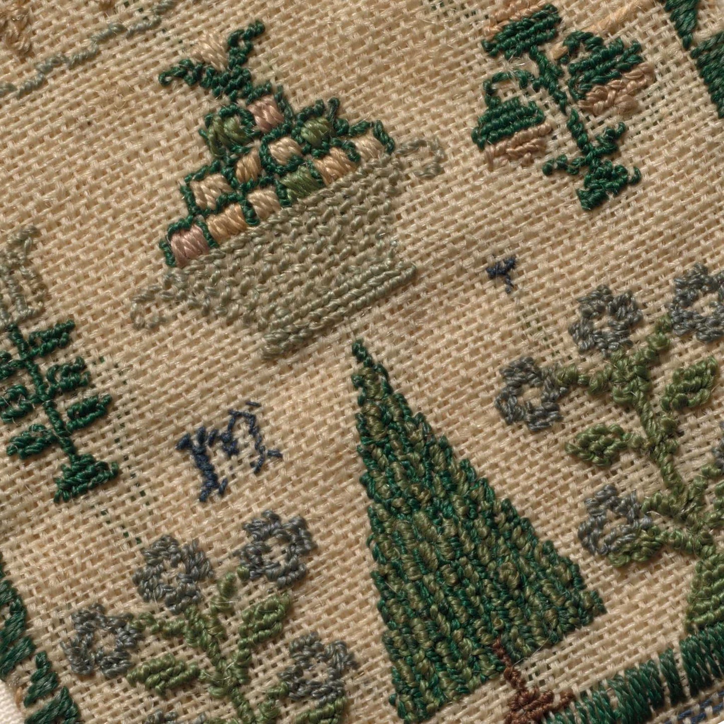 Mysterious M Sampler Pattern 1800s Printed Version