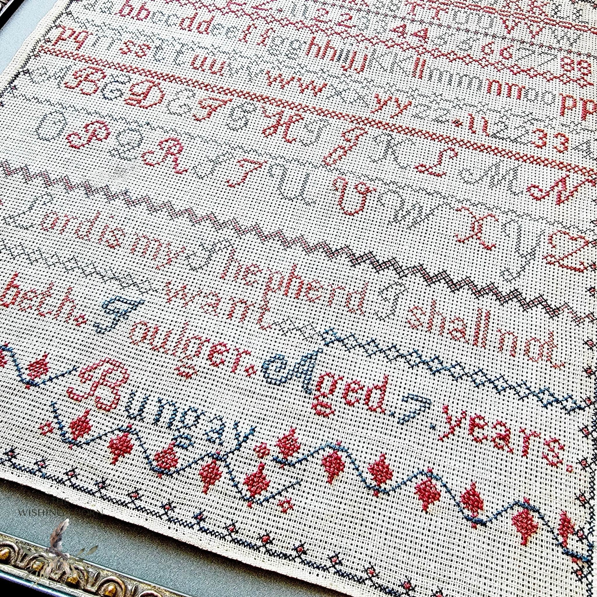 Elizabeth Foulger Reproduction sampler 1875 by the wishing thorn