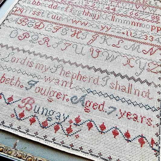 Elizabeth Foulger Reproduction sampler 1875 by the wishing thorn