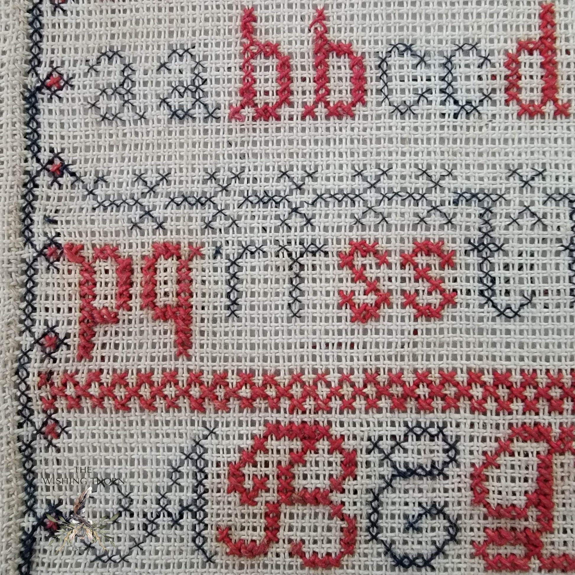 Elizabeth Foulger Reproduction sampler 1875 by the wishing thorn