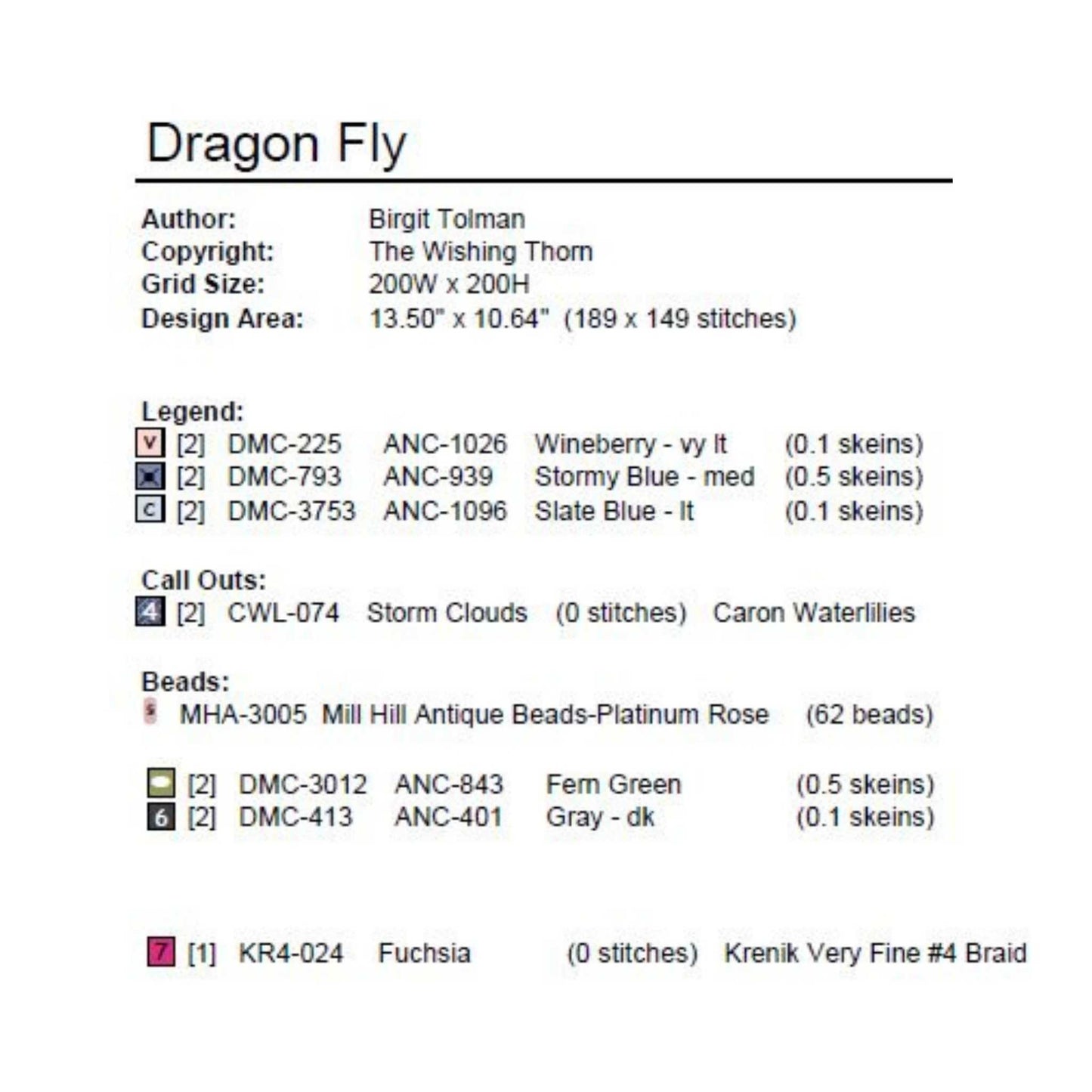 Flower Dragonfly Cross stitch Pattern PDF