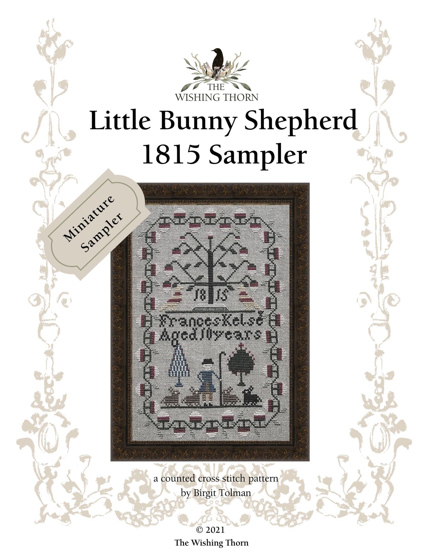 Little Bunny Shepherd Sampler Pattern 1815 Printed Version
