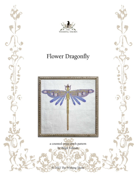 Flower Dragonfly Cross stitch Pattern