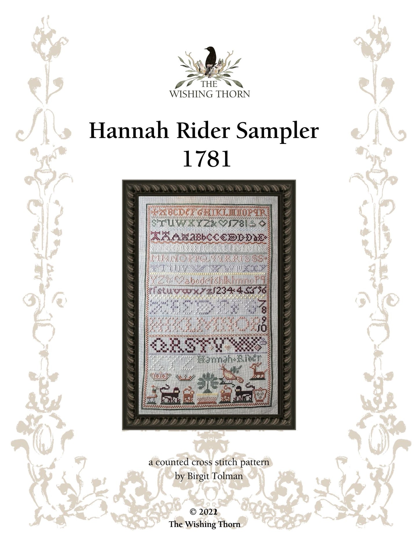 Hannah Rider 1781 Sampler Pattern