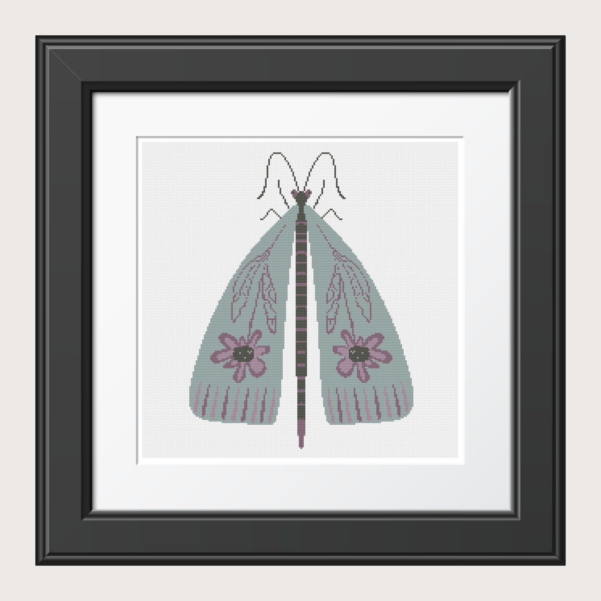 Flower Moth Cross stitch pattern