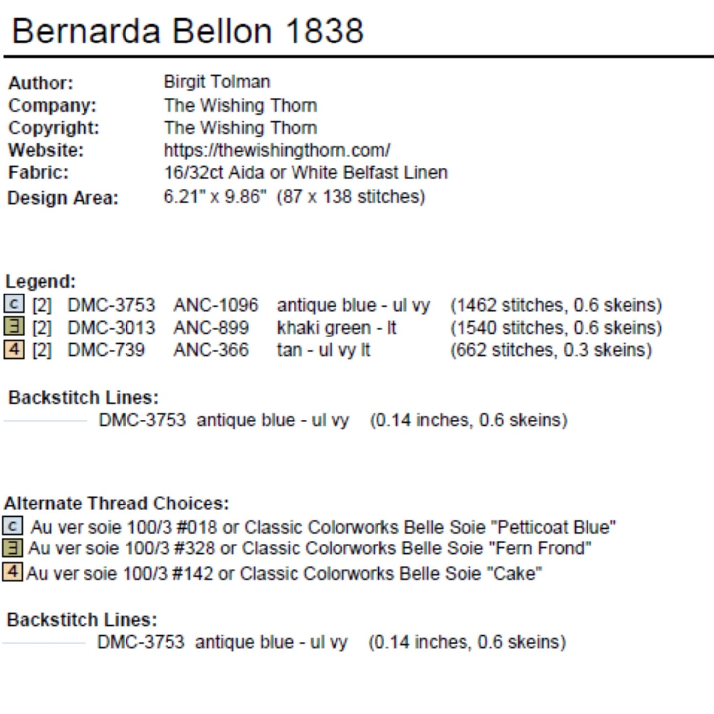 Bernarda Bellon 1838 Sampler