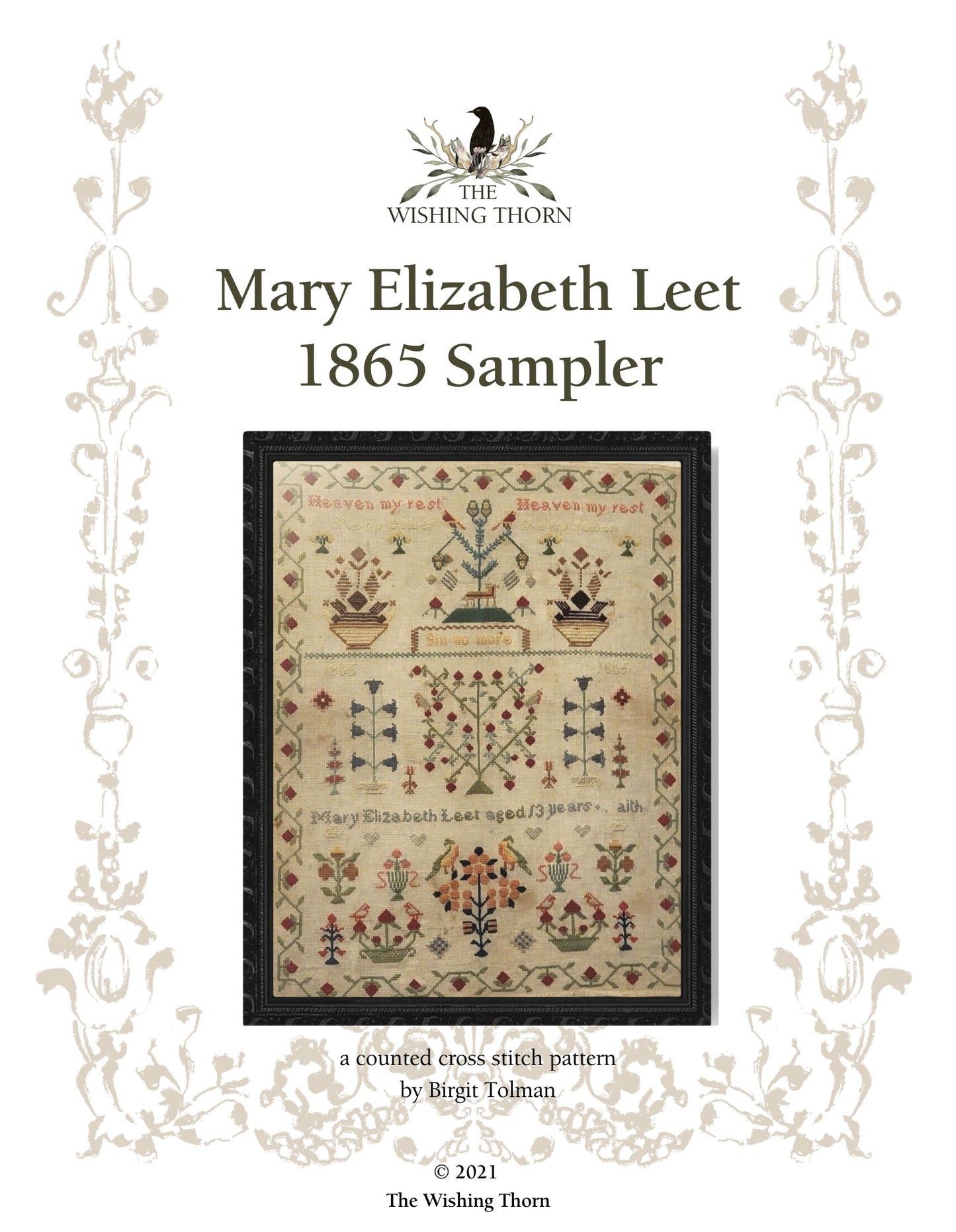 Mary Elizabeth Leet Sampler Pattern 1865 Printed Version