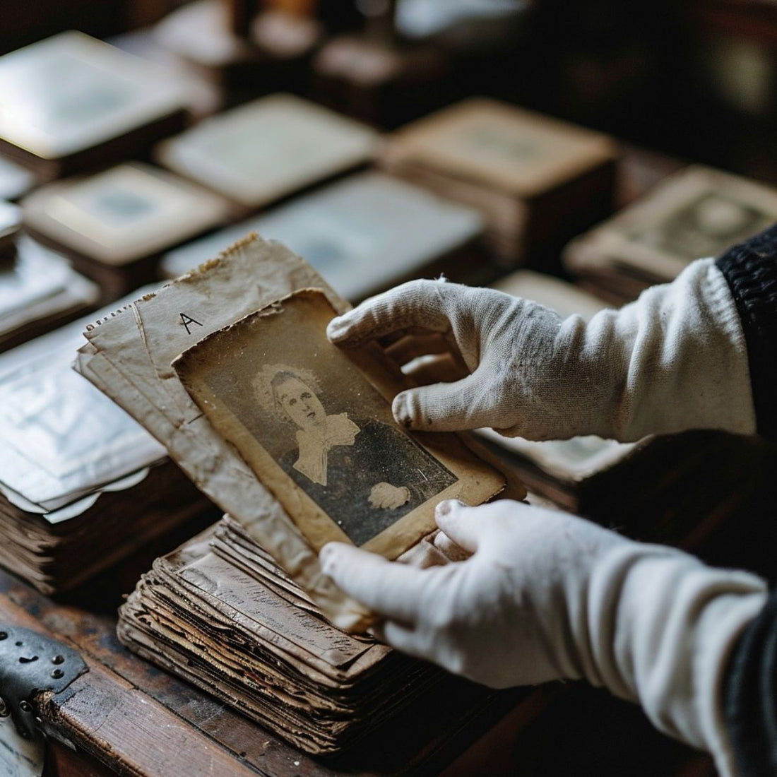 Are gloves needed when handling an antique sampler?