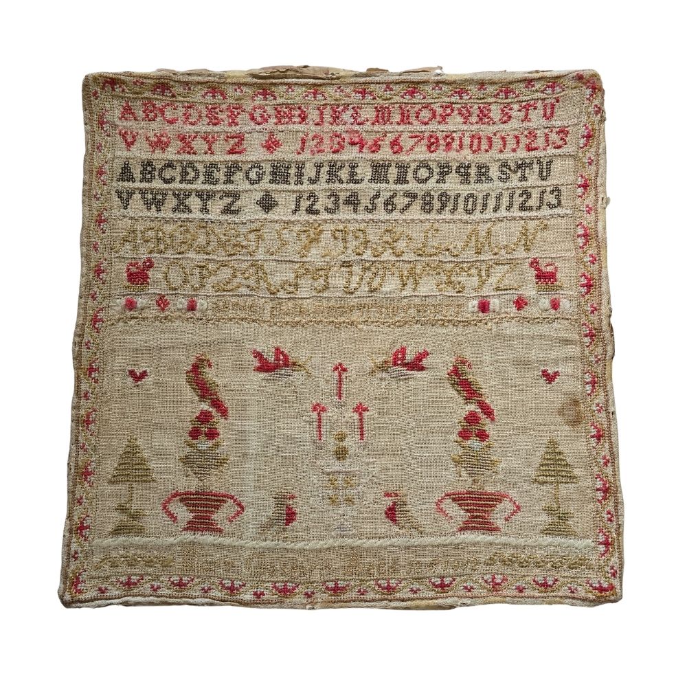 Antique English Sampler by Mary Gasgarth, 1852 | Wool on Linen, Westmorland