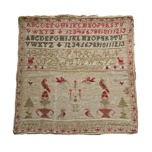 Antique English Sampler by Mary Gasgarth, 1852 | Wool on Linen, Westmorland