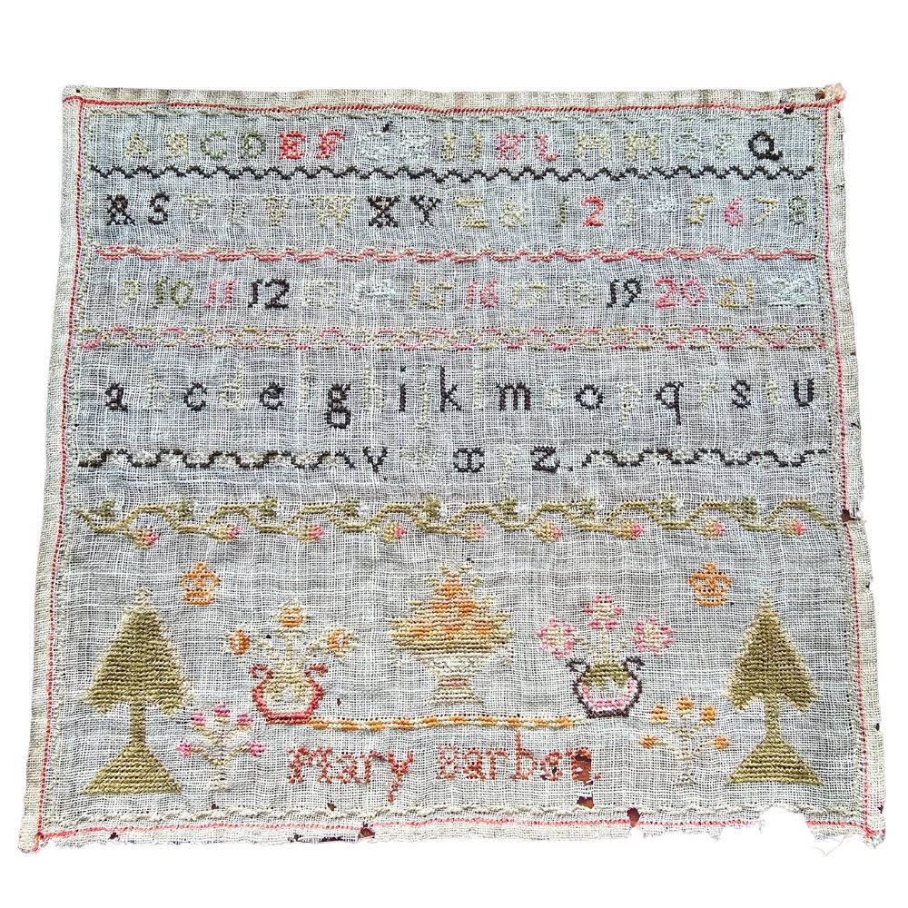 Antique Miniature Sampler by Mary Barber, c.1850