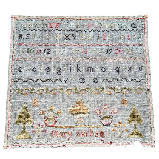Antique Miniature Sampler by Mary Barber, c.1850
