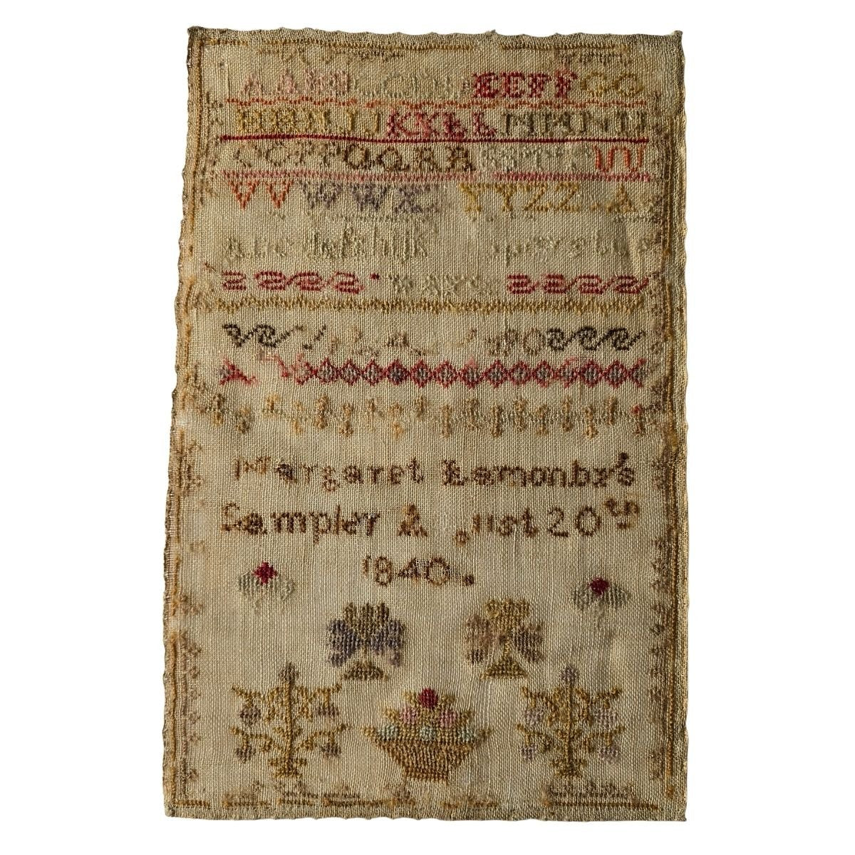 Antique Sampler By Margaret Lamonby
