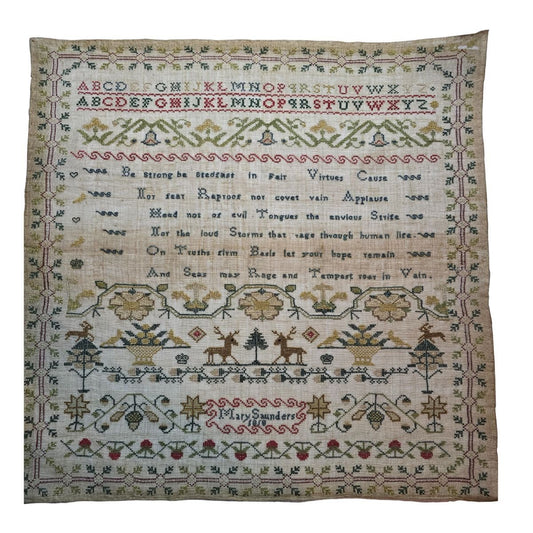 English Sampler by Mary Saunders 1818