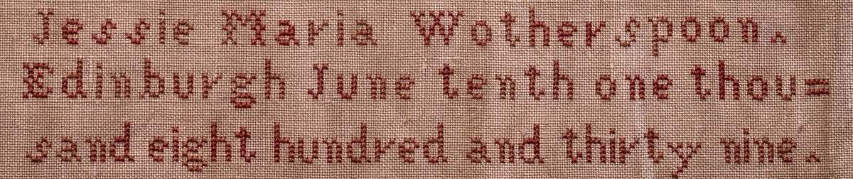 Jessie Maria Wotherspoon 1839 Sampler PDF
