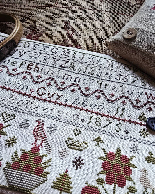 Sarah Guy 1875 Sampler – Cross Stitch PDF (Miniature Reproduction)
