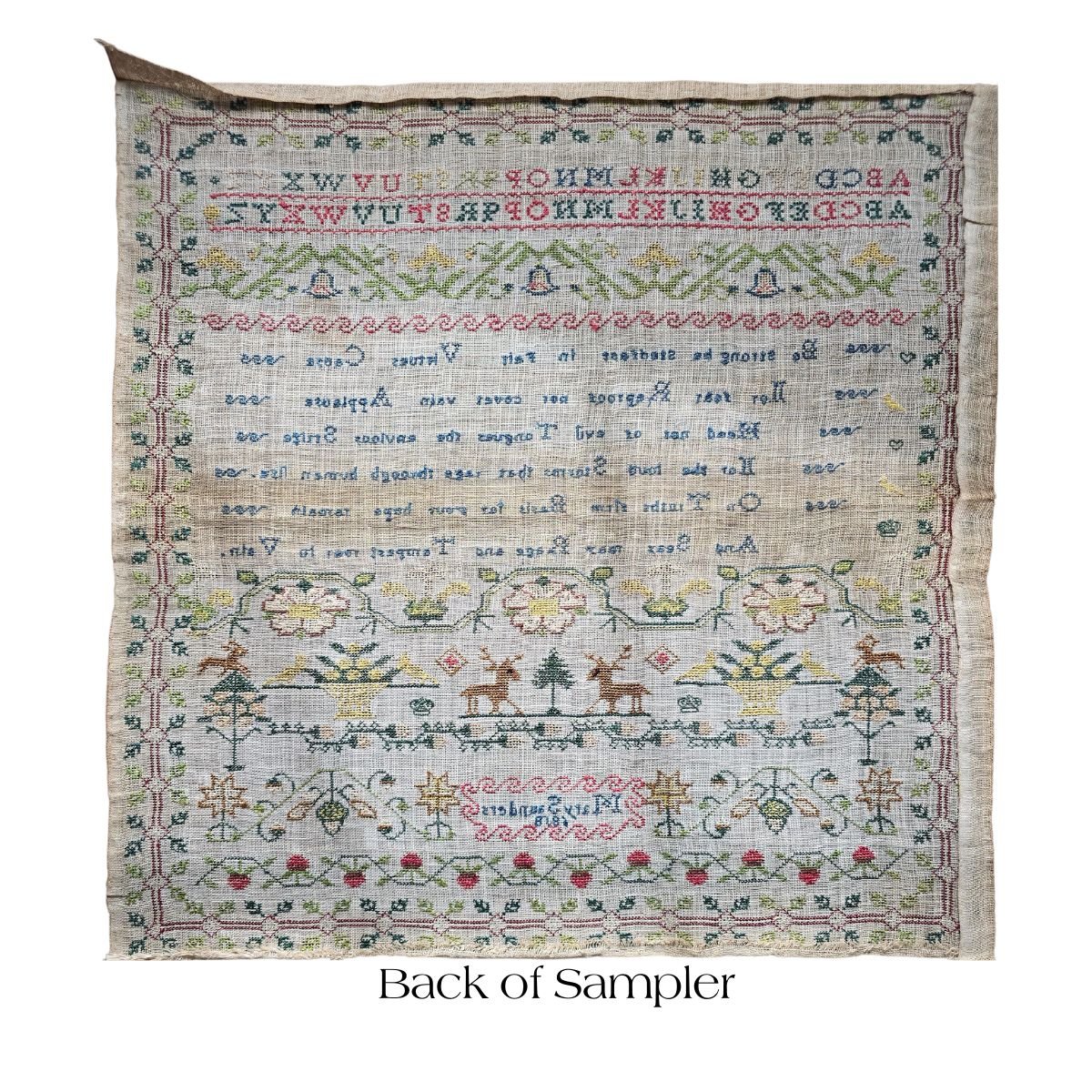 English Sampler by Mary Saunders 1818