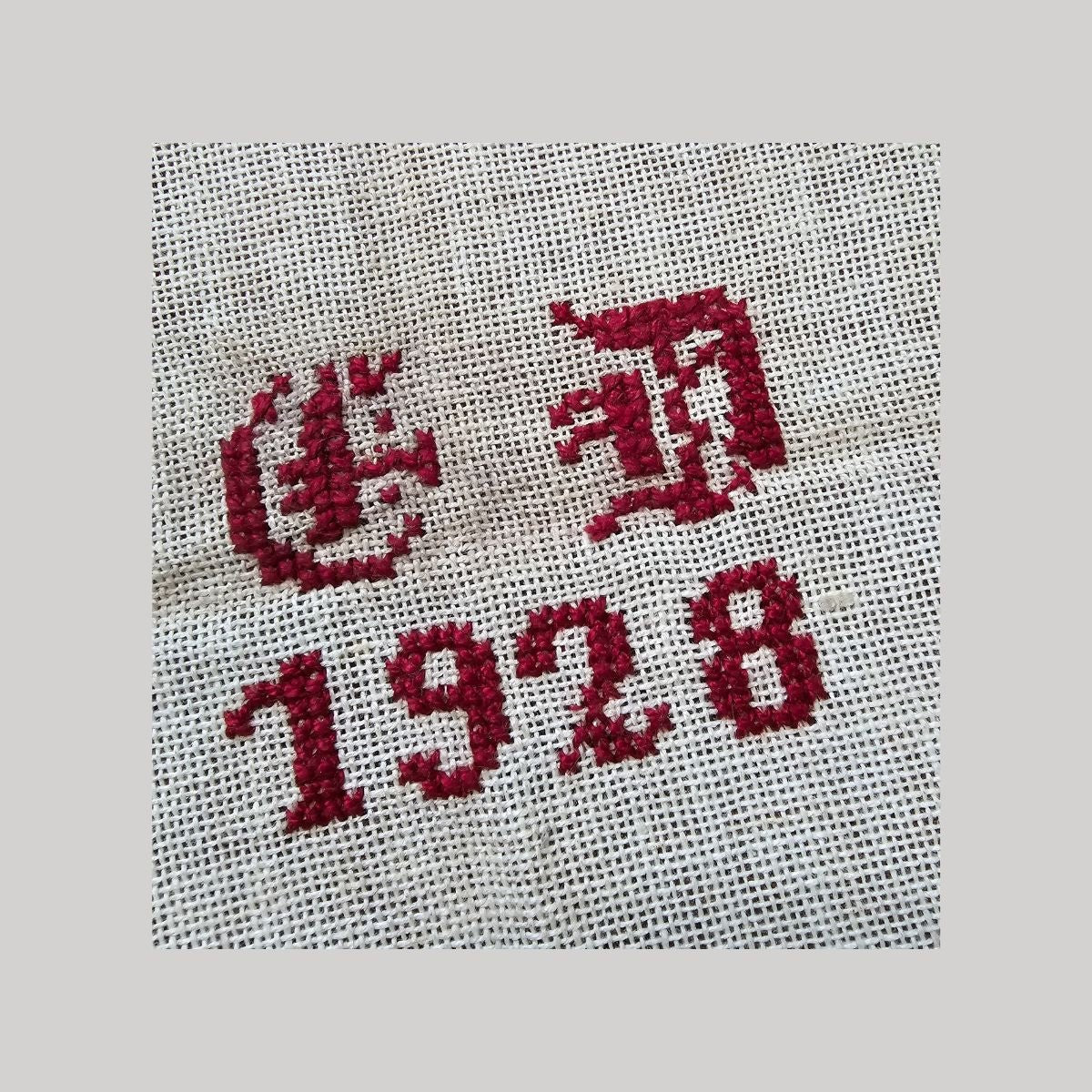 German Redwork Sampler from 1908 marked with initials ED