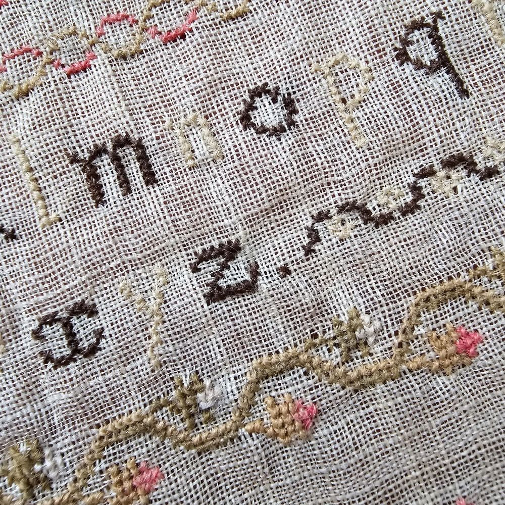 Antique Miniature Sampler by Mary Barber, c.1850