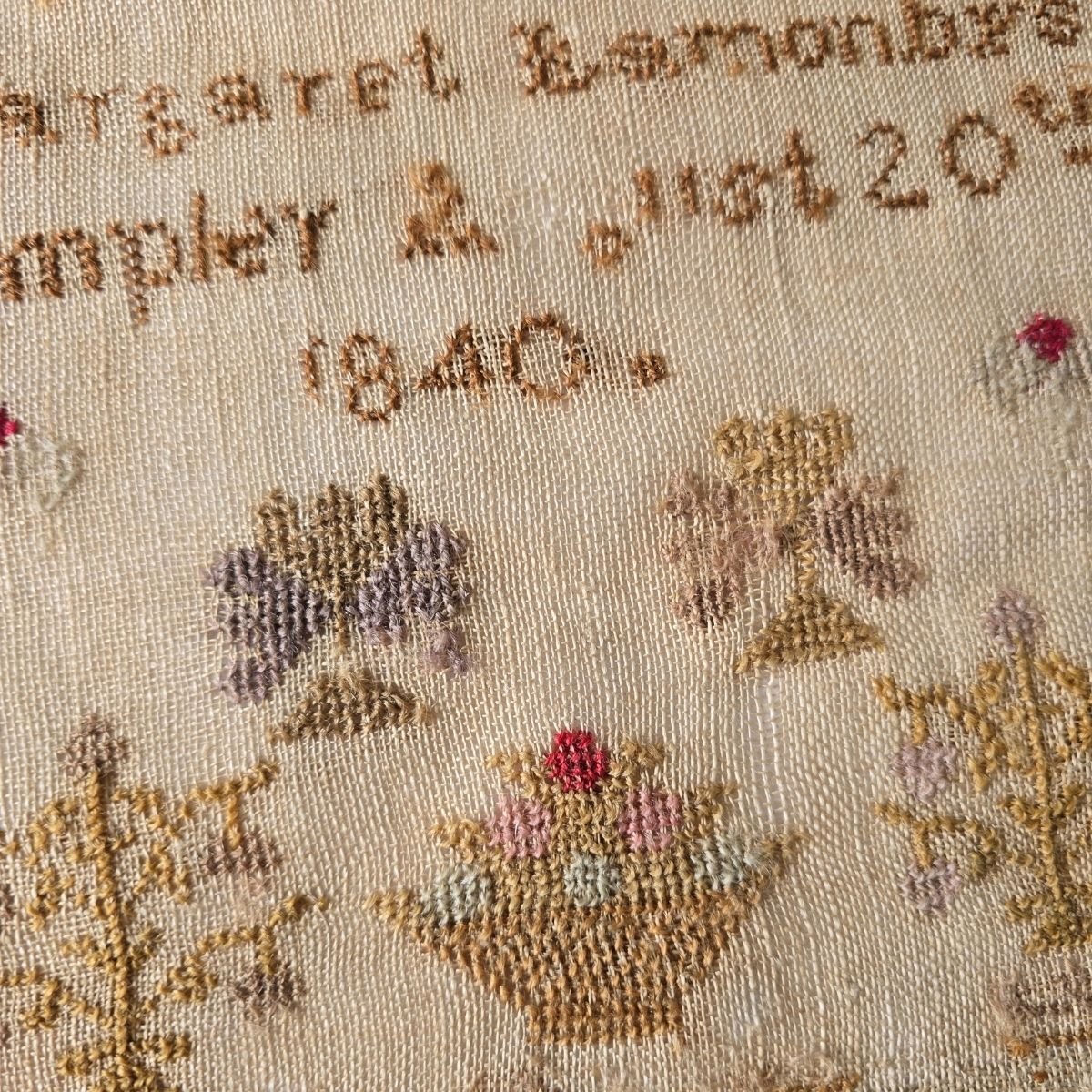 Antique Sampler By Margaret Lamonby
