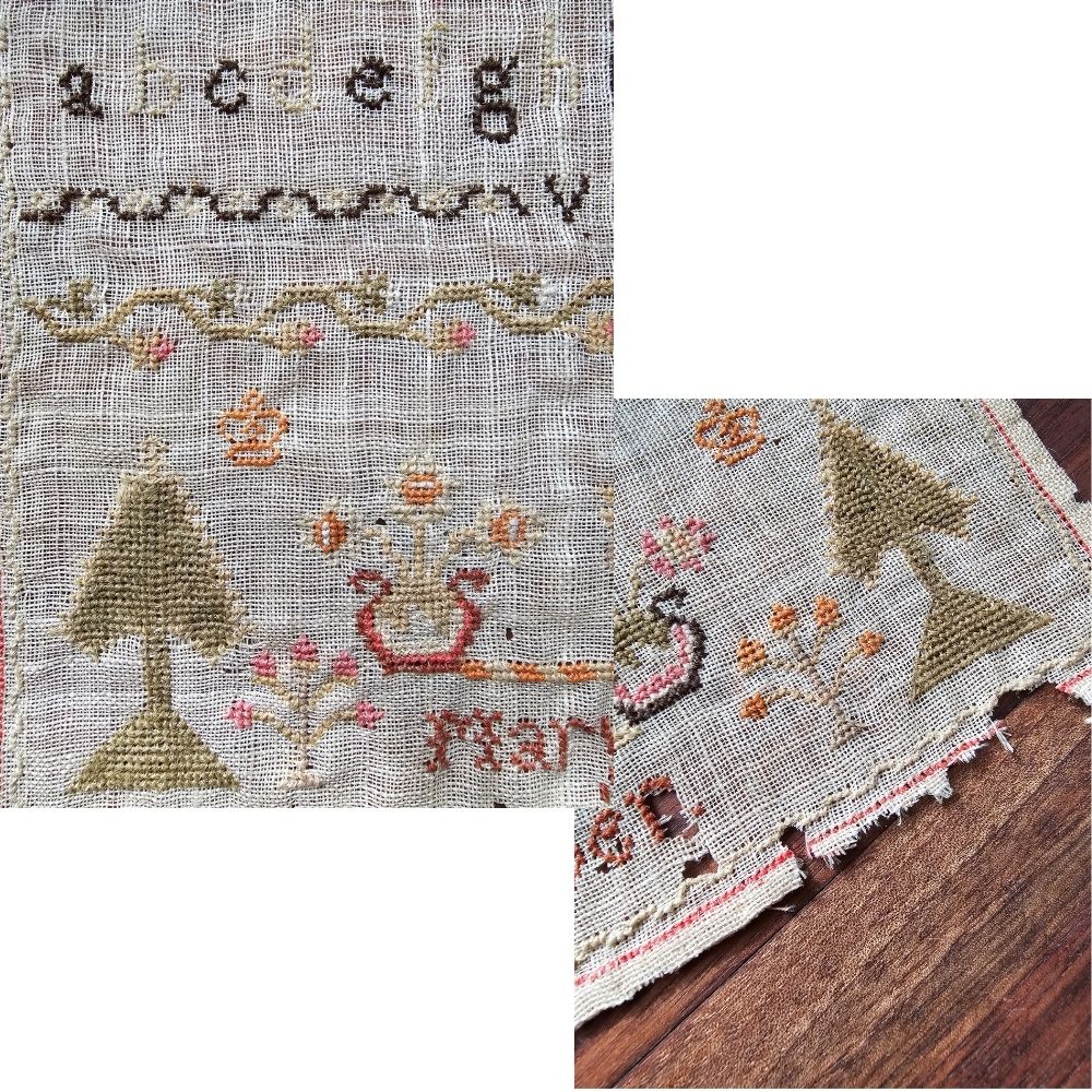 Antique Miniature Sampler by Mary Barber, c.1850