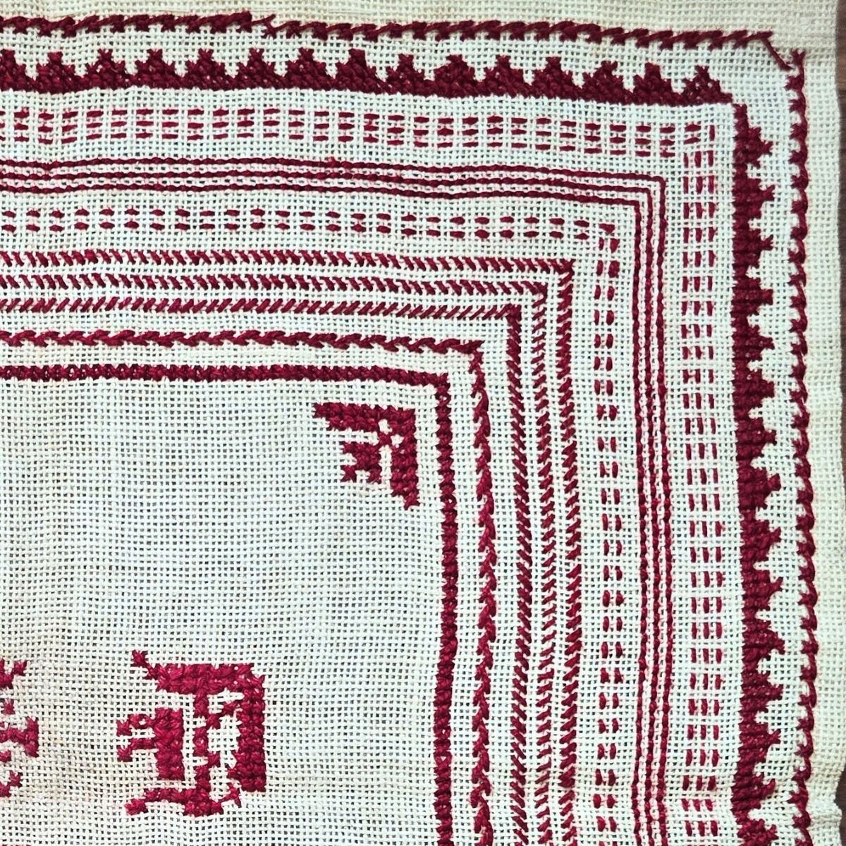 German Redwork Sampler from 1908 marked with initials ED