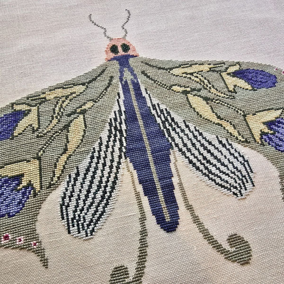 Flower Moth III Cross Stitch Pattern