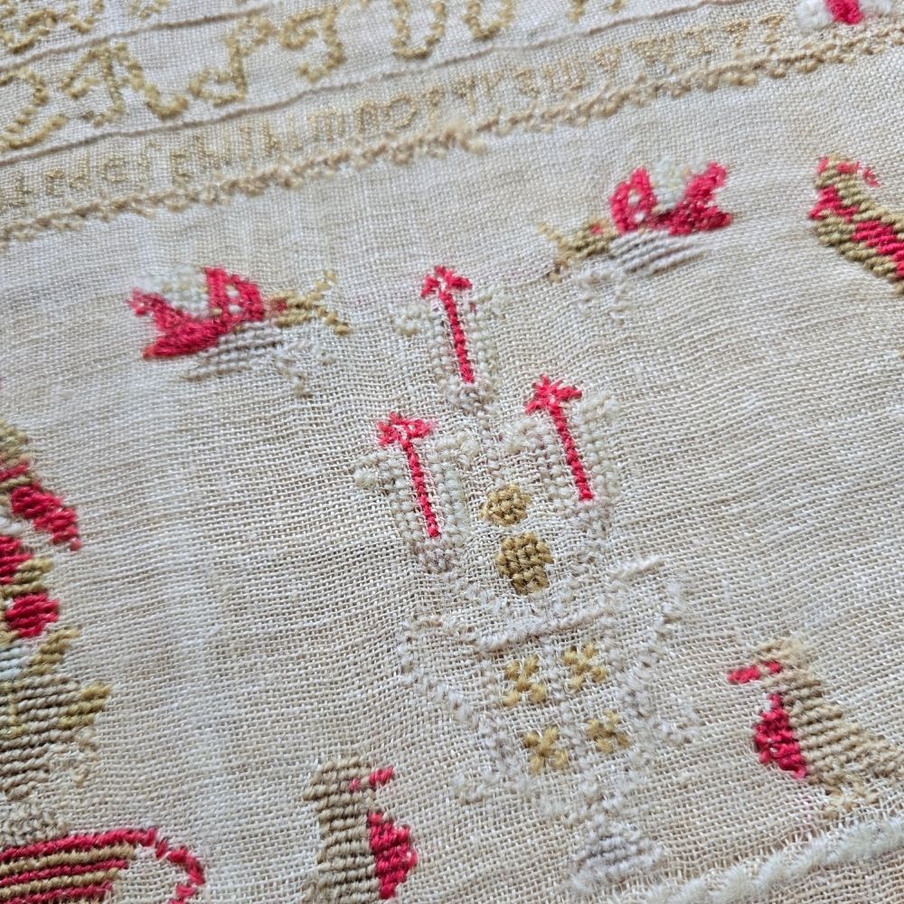 Antique English Sampler by Mary Gasgarth, 1852 | Wool on Linen, Westmorland