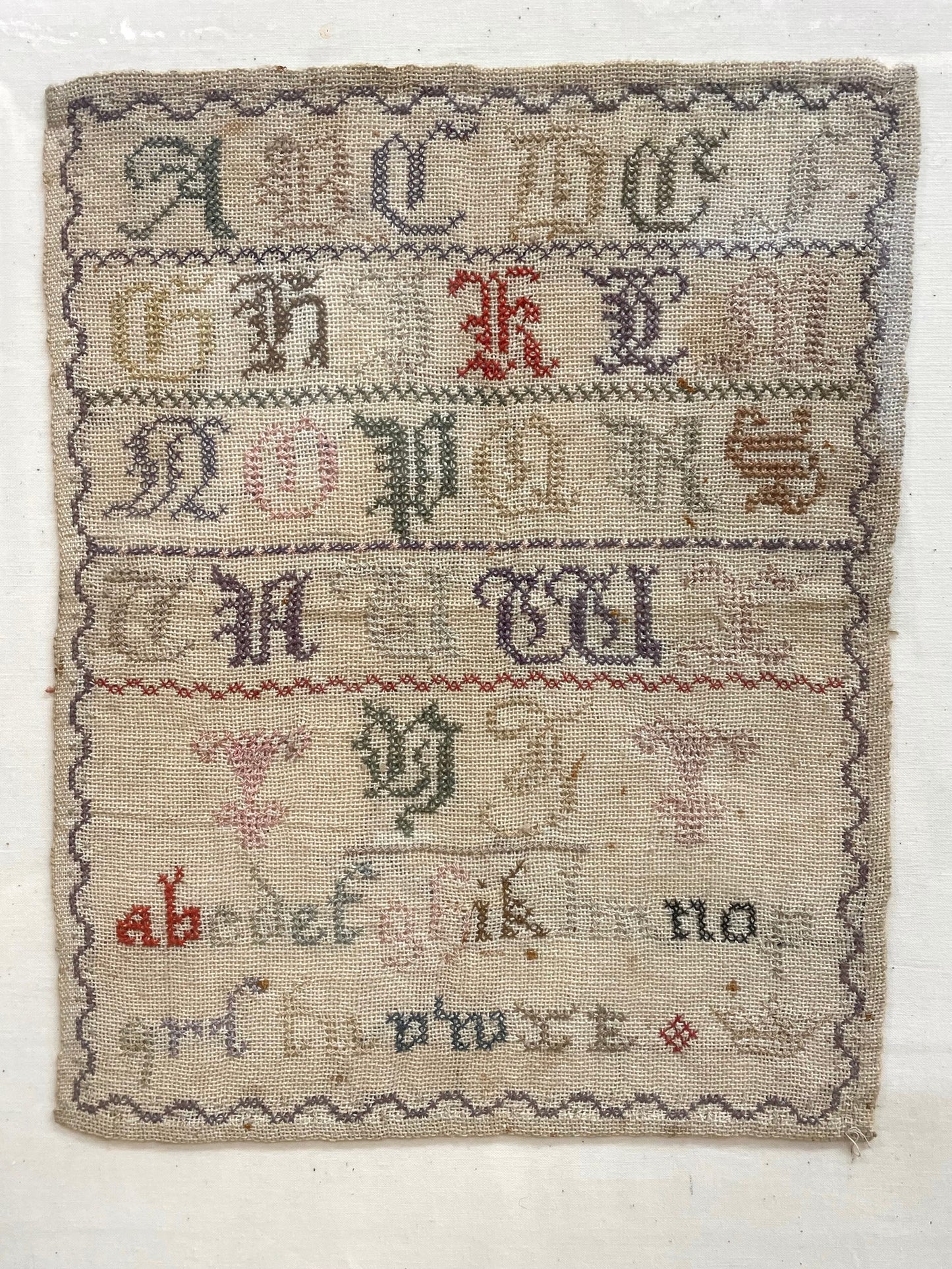 A Pair of Victorian Alphabet Samplers by Louisa Peach Samplers